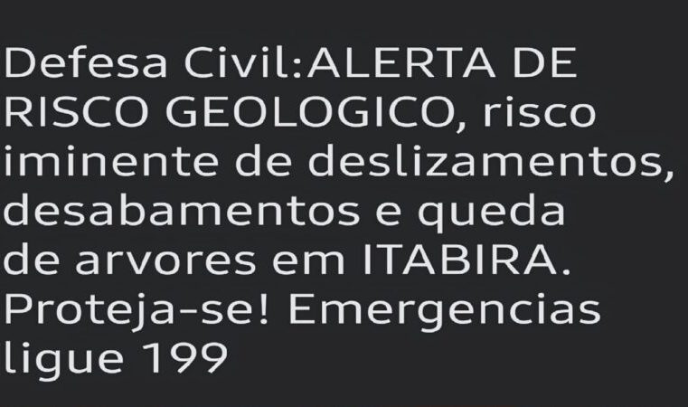Chuvas intensas em Itabira: Compdec emite alerta de risco geológico severo