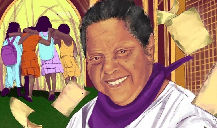 Obra da muralista Daniele Oliveira na Casa da Cidadania homenageia Dona Rosinha