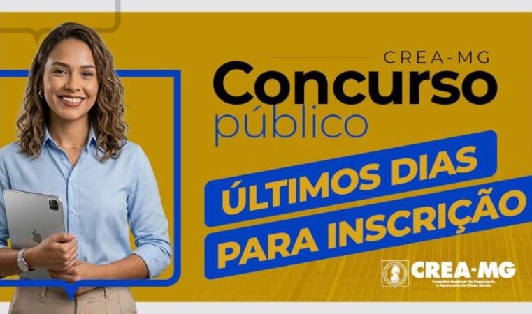 Últimas horas para se inscrever no Concurso do Crea-MG
