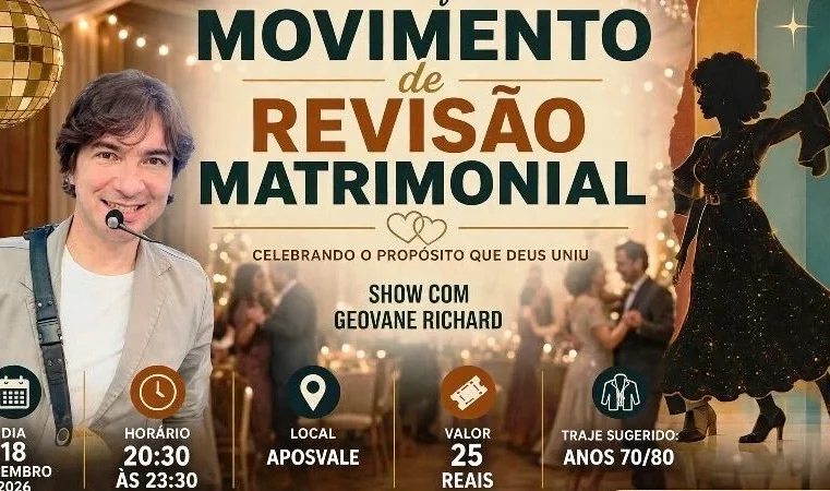 Movimento de Revisão Matrimonial promove Baile Beneficente em clima anos 70/80
