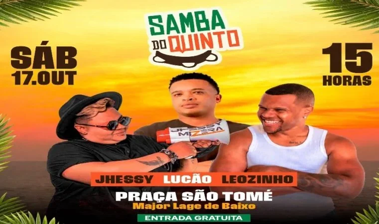 Praça São Tomé volta a receber shows gratuitos, com a 4ª edição do Samba do Quinto