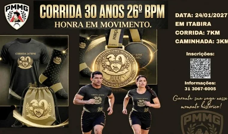 Itabira terá corrida e caminhada em comemoração aos 30 anos do 26º BPM