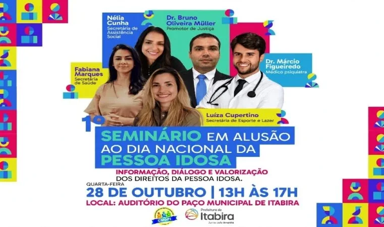 Dia 28 de outubro, Itabira promove Seminário em Alusão ao Dia Nacional da Pessoa Idosa